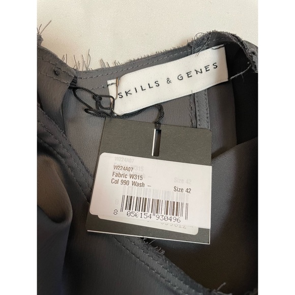 NWT New $232 Skills & Genes Grey Satin Midi Dress Size 6 - Picture 7 of 12